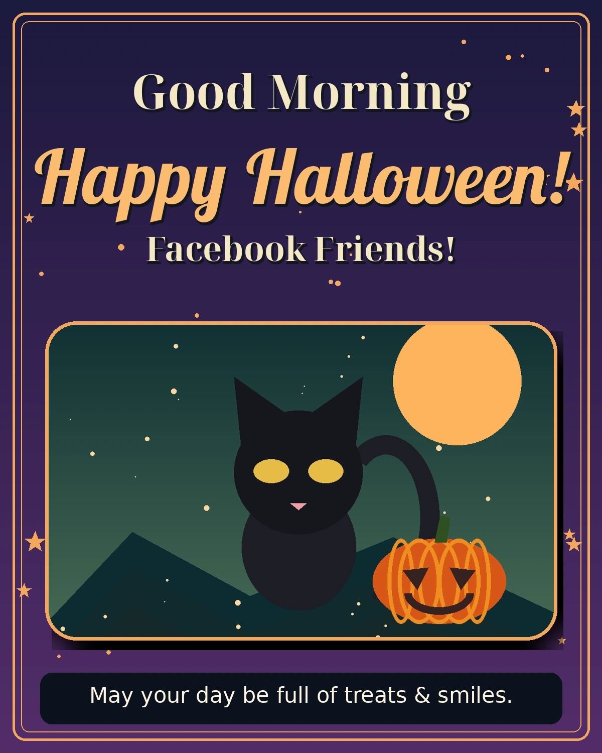 Good Morning Happy Halloween Facebook Friends Black Cat