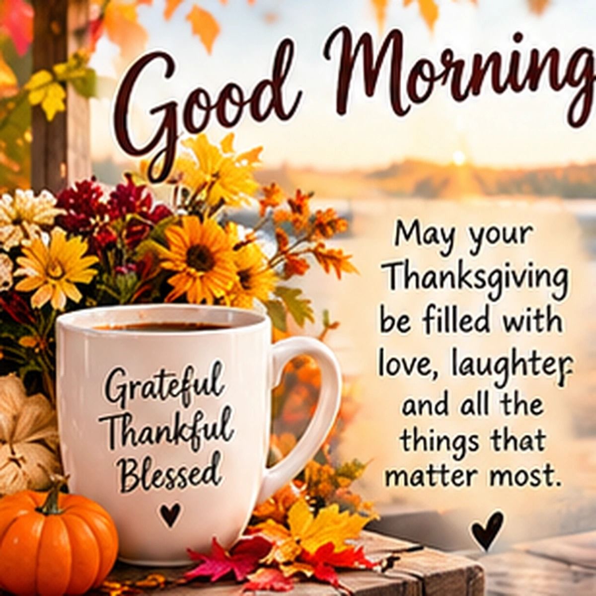 Good Morning Happy Thanksgiving Grateful Thankful Blessed