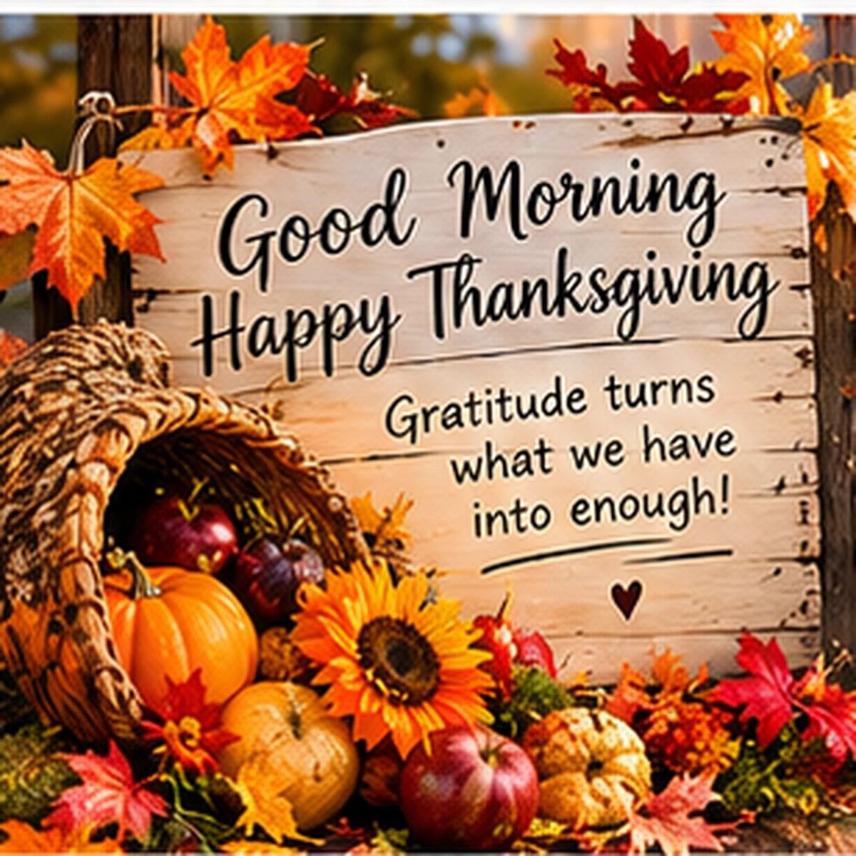 Good Morning Happy Thanksgiving Gratitude Turns What We Have Into Enough