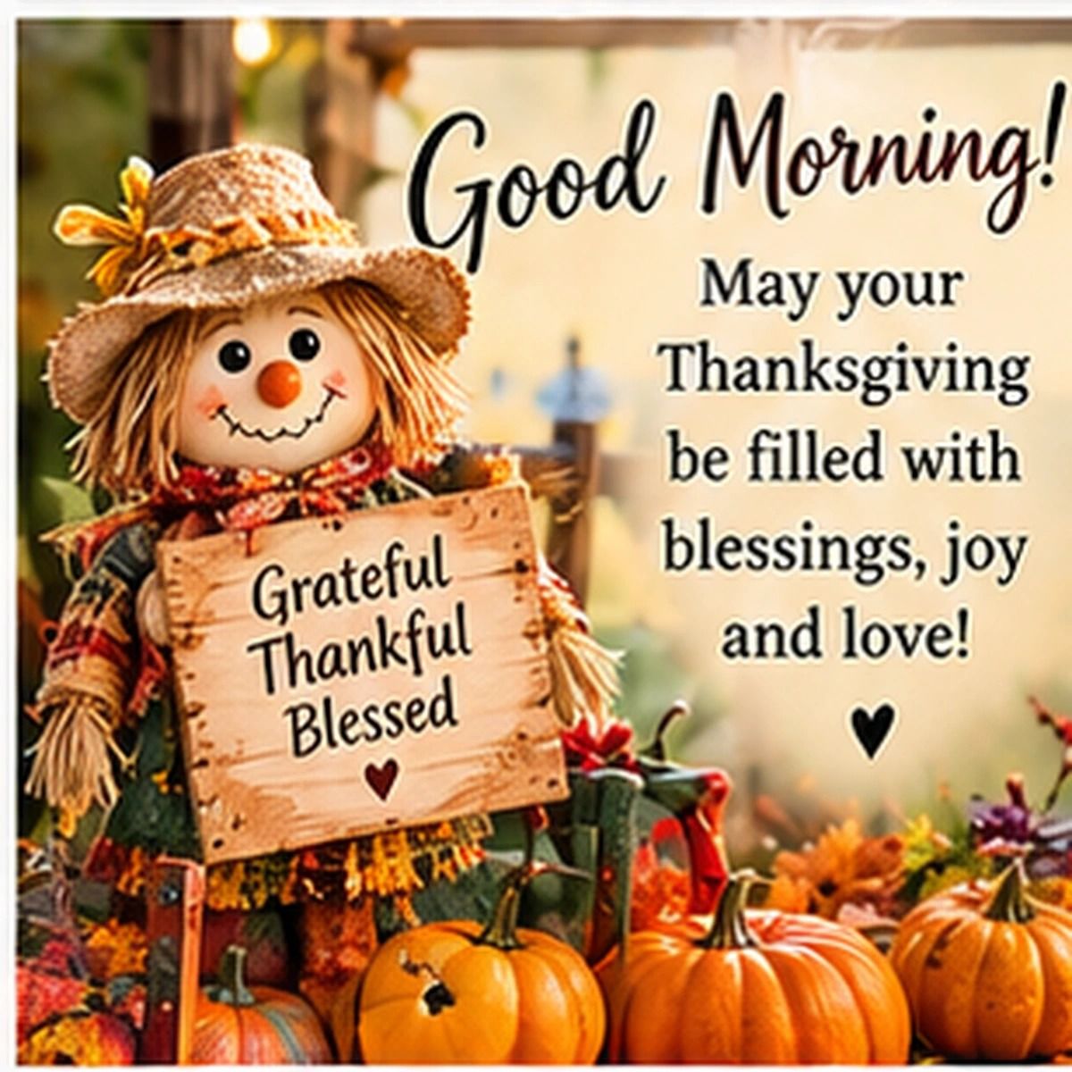 Good Morning Grateful Thankful Blessed Thanksgiving Scarecrow