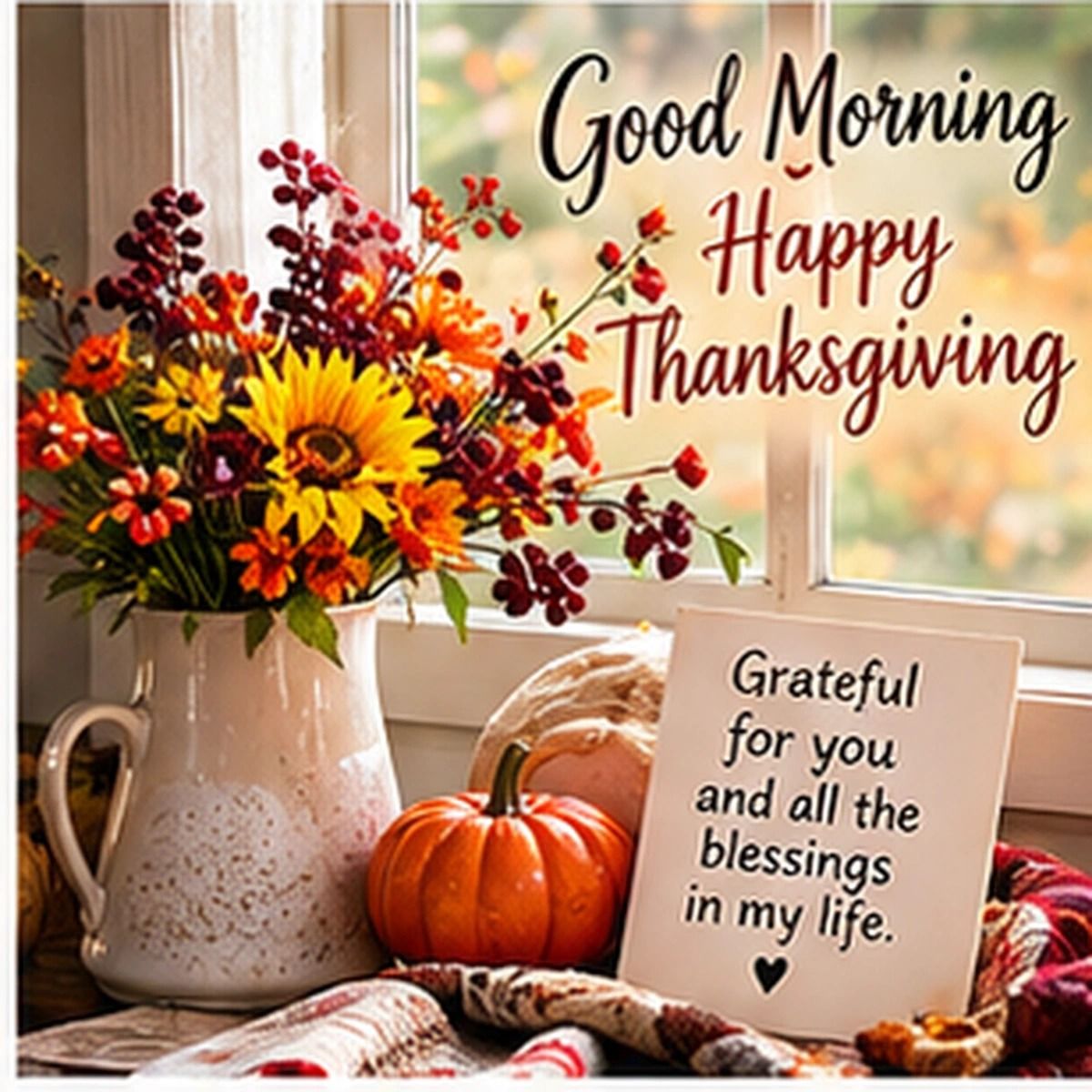 Good Morning Happy Thanksgiving Grateful For You And All My Blessings