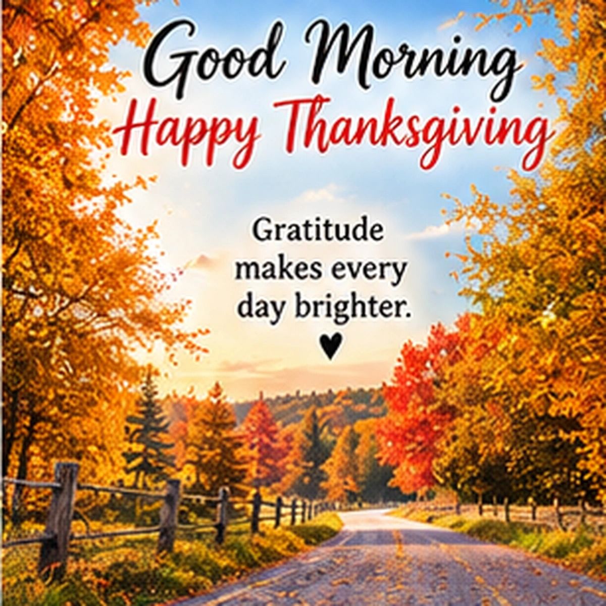 Good Morning Happy Thanksgiving Gratitude Makes Every Day Brighter