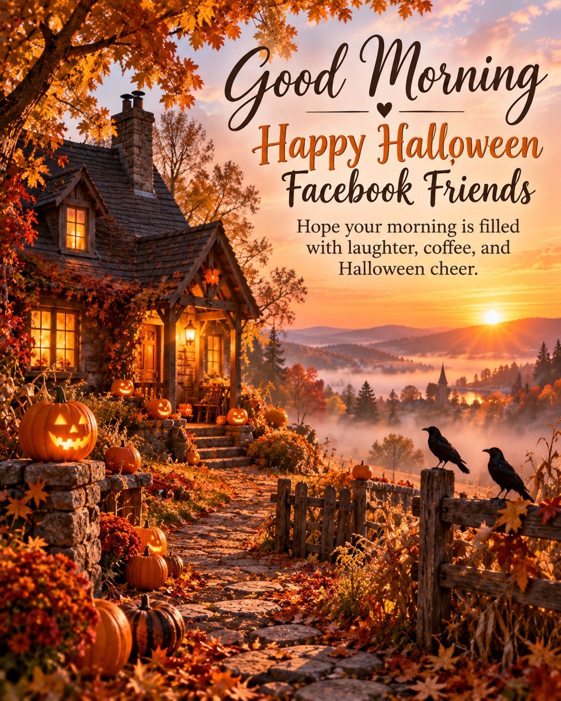 Good Morning Happy Halloween Facebook Friends Laughter Coffee And Halloween Cheer