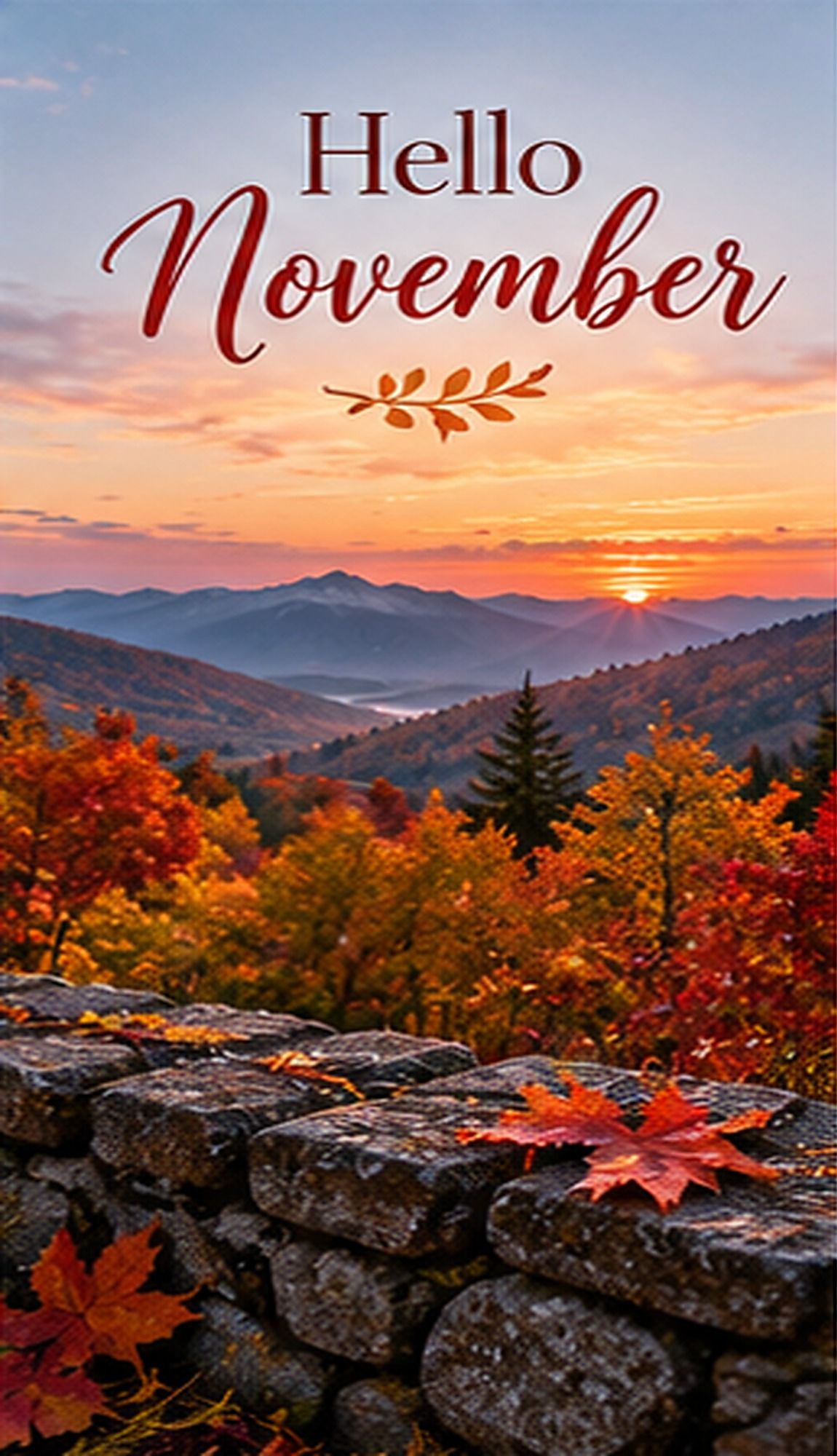 Hello November Mountain Valley Sunrise And Fall Colors