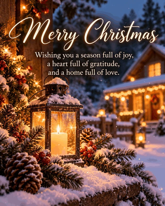 Merry Christmas Season Full Of Joy Glowing Lantern Gif