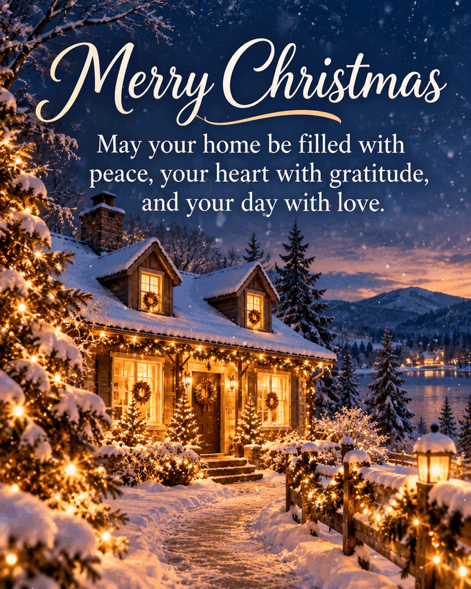 Merry Christmas May Your Home Be Filled With Peace Cottage Gif