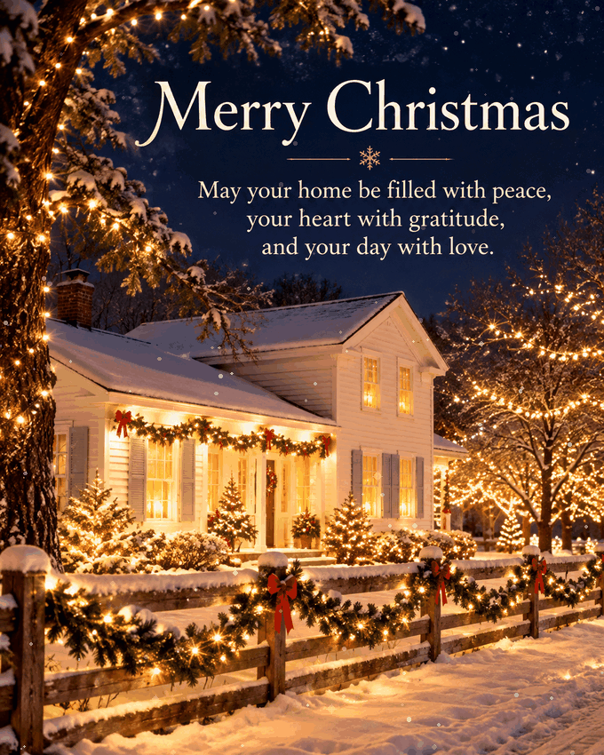 Merry Christmas Peace Gratitude And Love White House Lights Gif