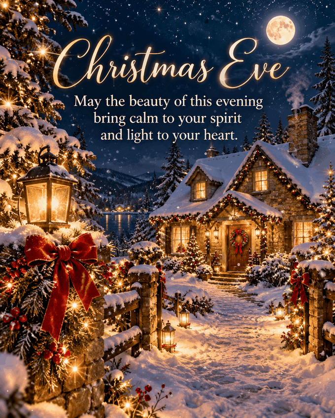 Christmas Eve Beauty Of This Evening Moonlit Cottage Gif