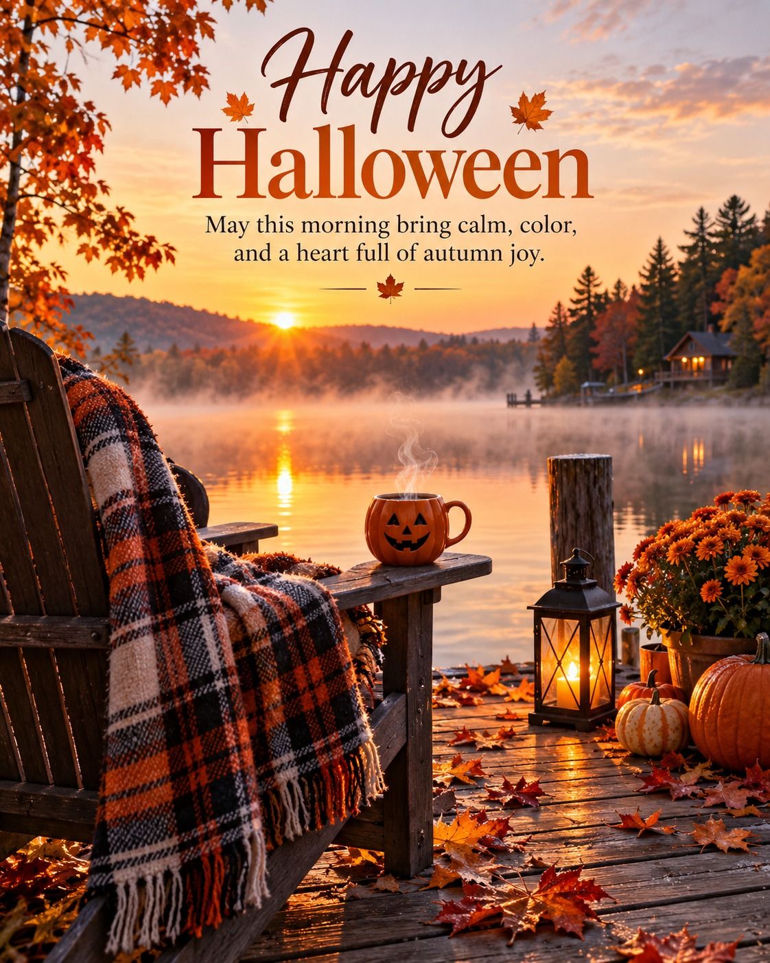 Happy Halloween Morning Coffee On The Lake Dock