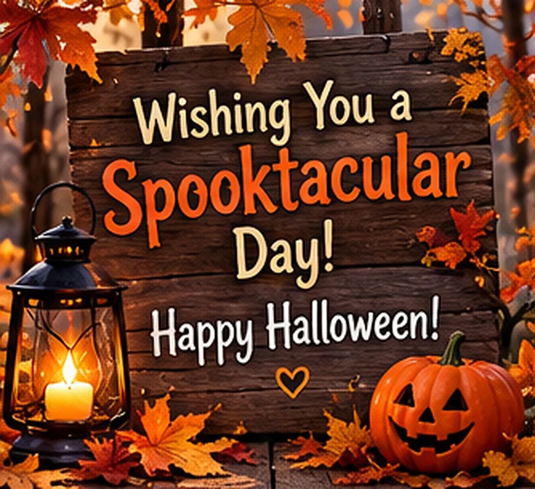 Wishing You A Spooktacular Day Happy Halloween Rustic Sign