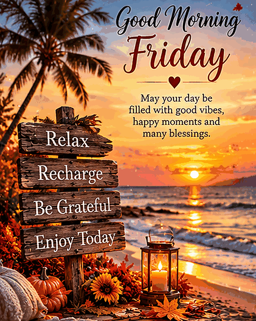 Good Morning Friday Relax Recharge Be Grateful Enjoy Today Gif
