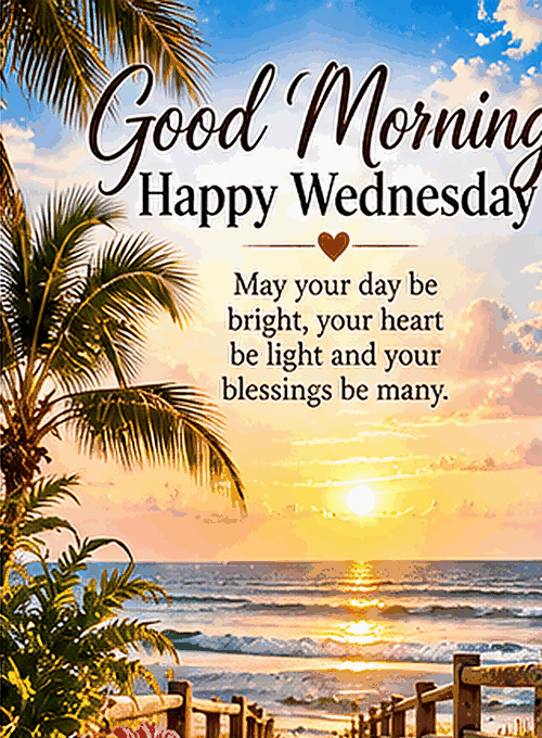 Good Morning Happy Wednesday Bright Day And Many Blessings Gif