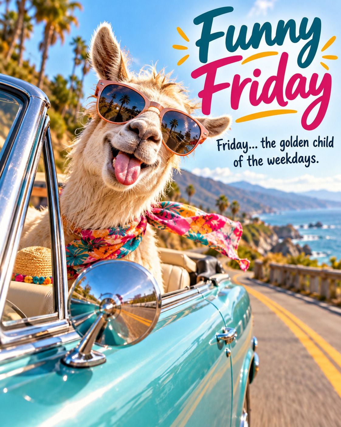 Funny Friday The Golden Child Of The Weekdays Llama In Sunglasses