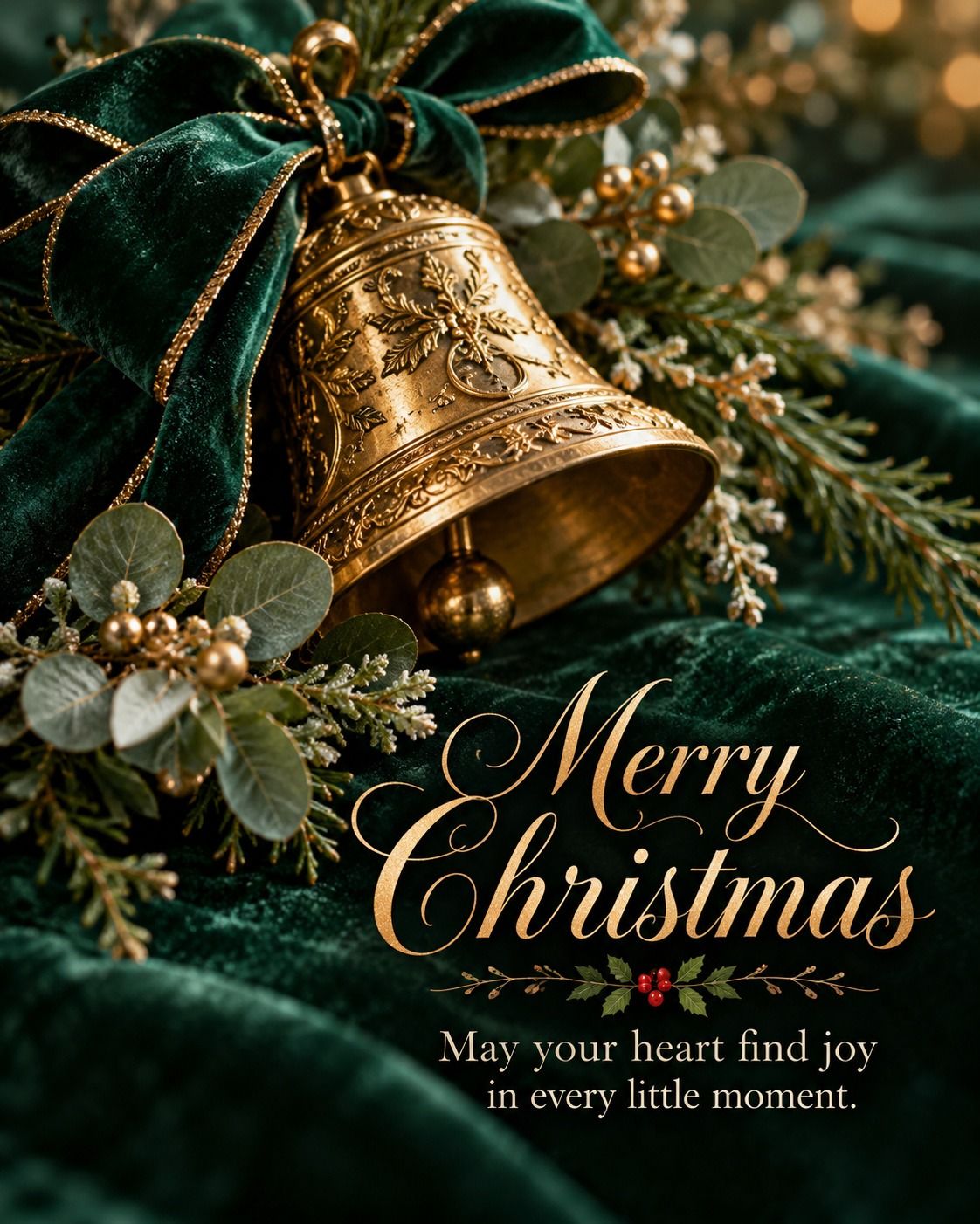 Merry Christmas May Your Heart Find Joy In Every Little Moment Gold Bell