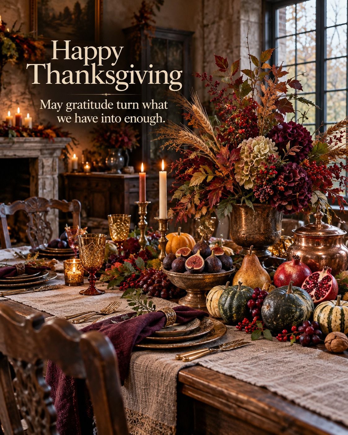 Happy Thanksgiving May Gratitude Turn What We Have Into Enough Harvest Table