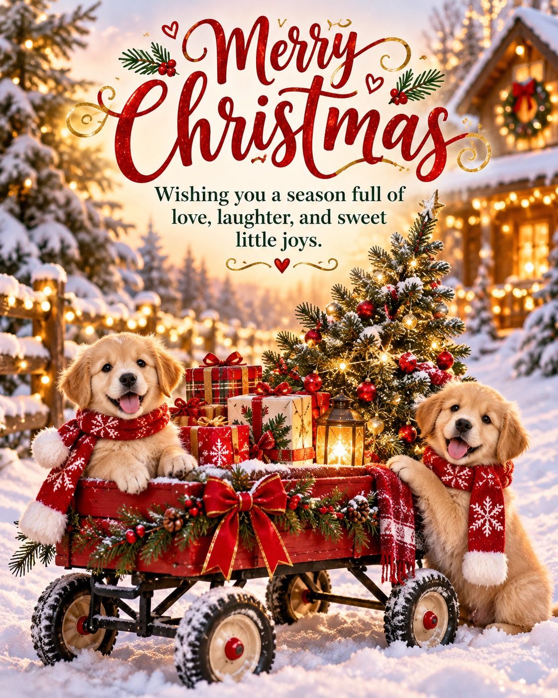 Merry Christmas Wishing You Love Laughter And Sweet Little Joys Puppies