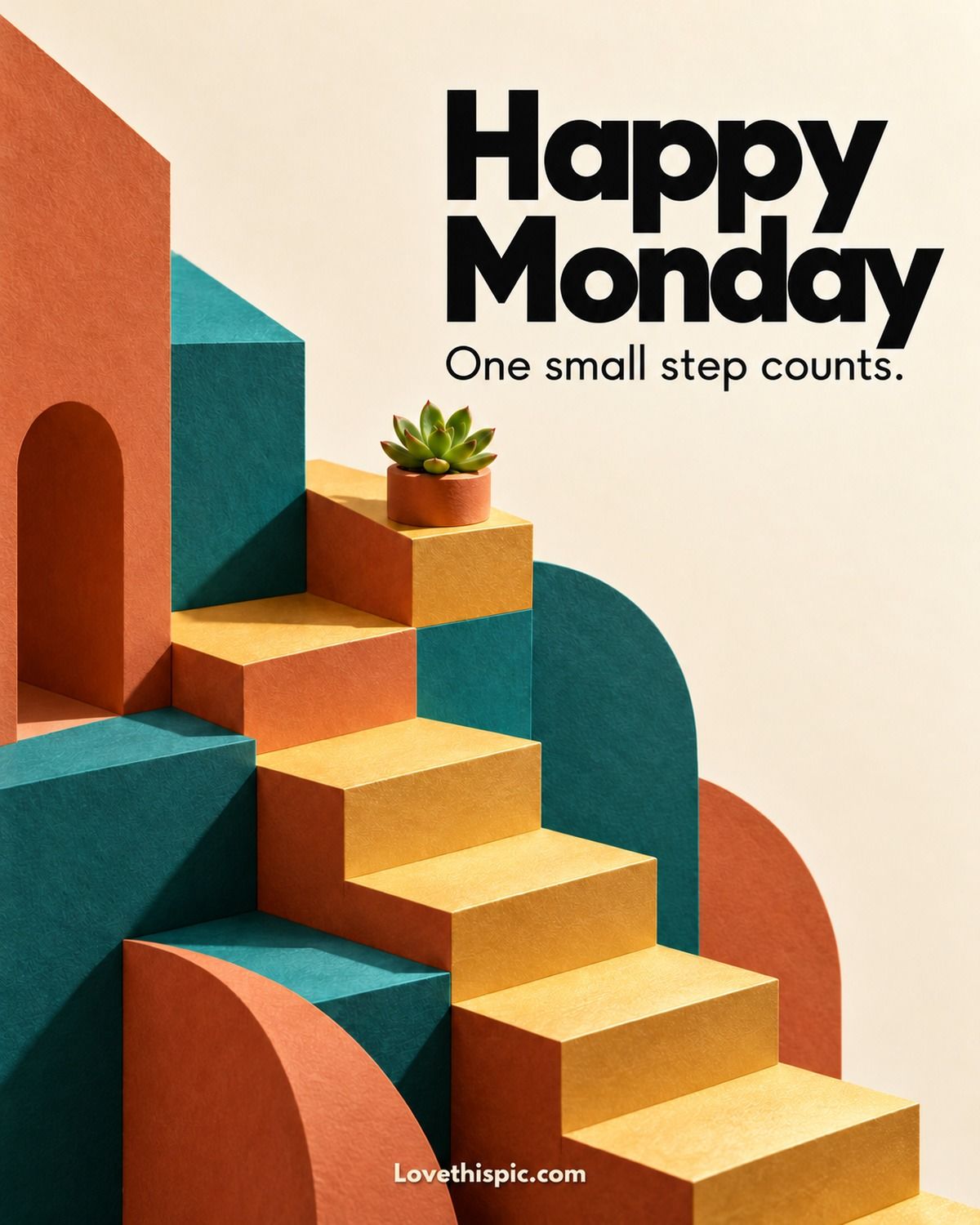 Happy Monday One Small Step Counts Colorful Stairs
