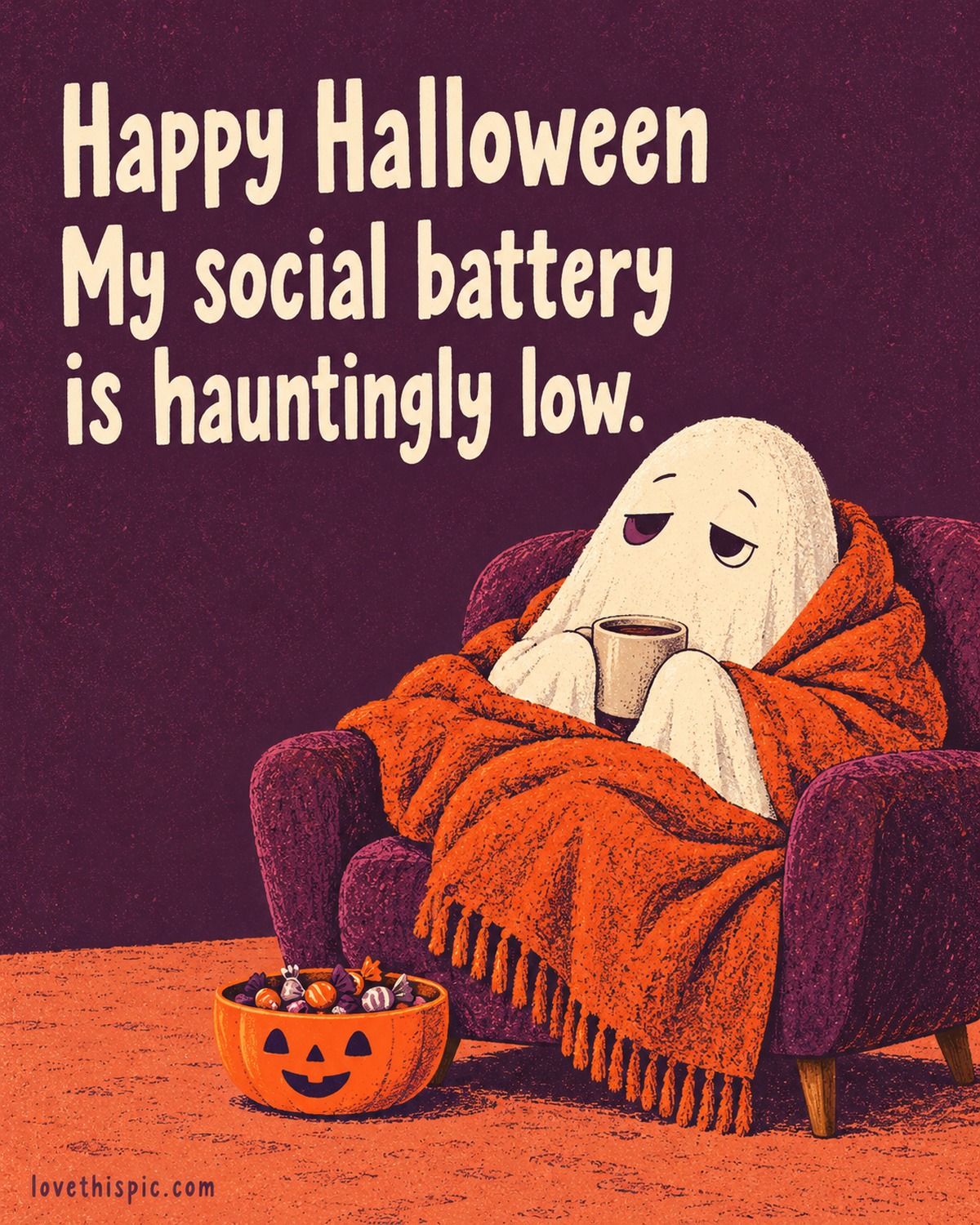 Happy Halloween My Social Battery Is Hauntingly Low Blanket Ghost