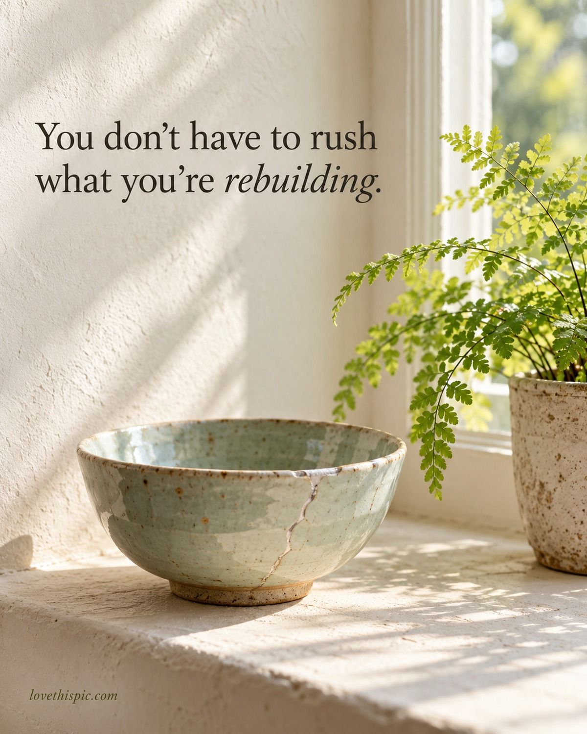 You Don't Have To Rush What You're Rebuilding