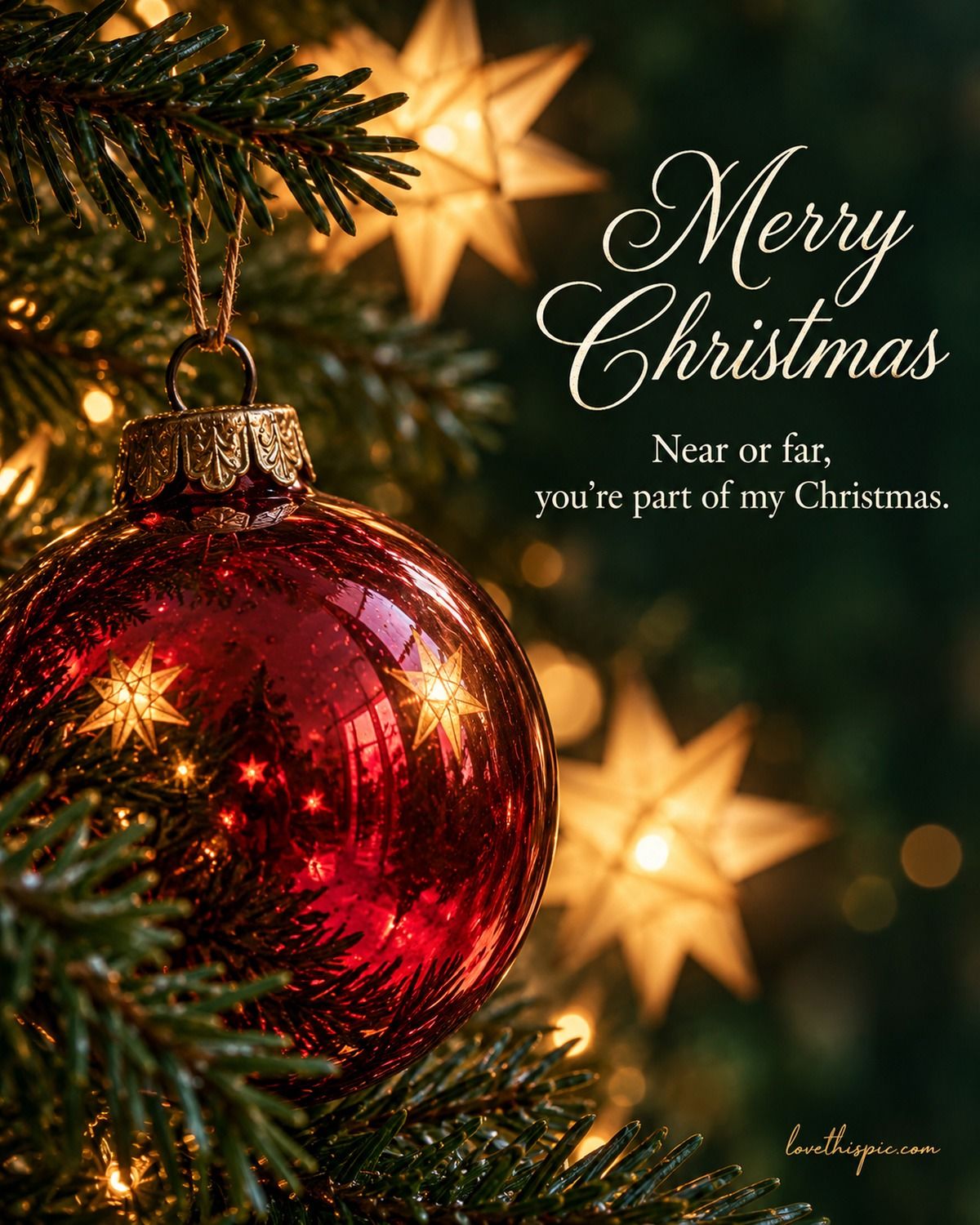 Merry Christmas Near Or Far You're Part Of My Christmas Red Ornament