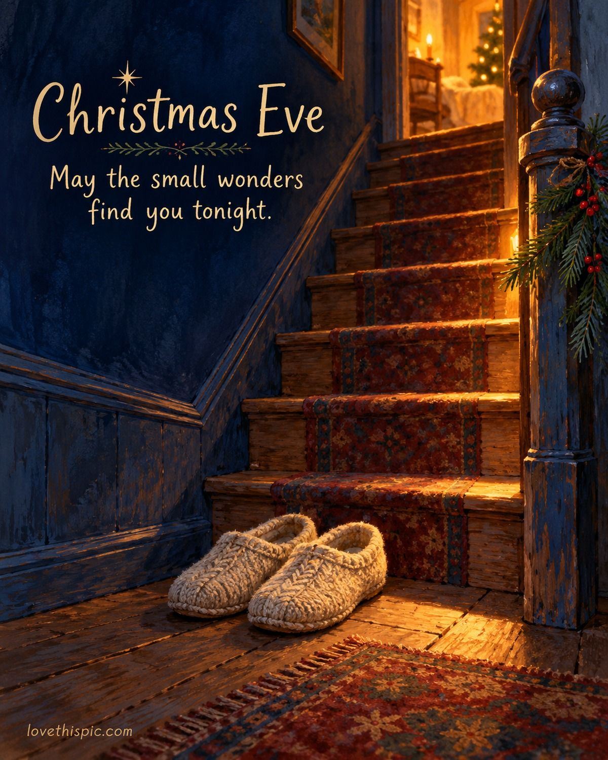 Christmas Eve May The Small Wonders Find You Tonight Wool Slippers