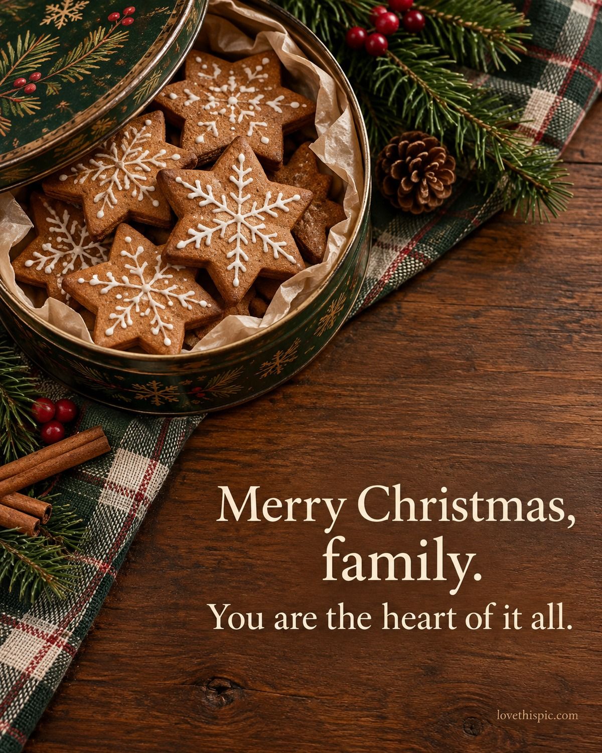 Merry Christmas Family You Are The Heart Of It All Gingerbread Cookies