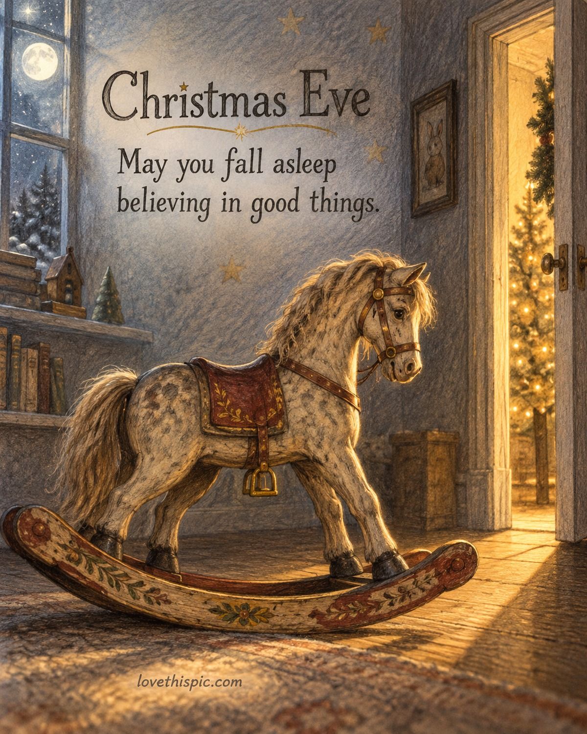 Christmas Eve May You Fall Asleep Believing In Good Things Rocking Horse