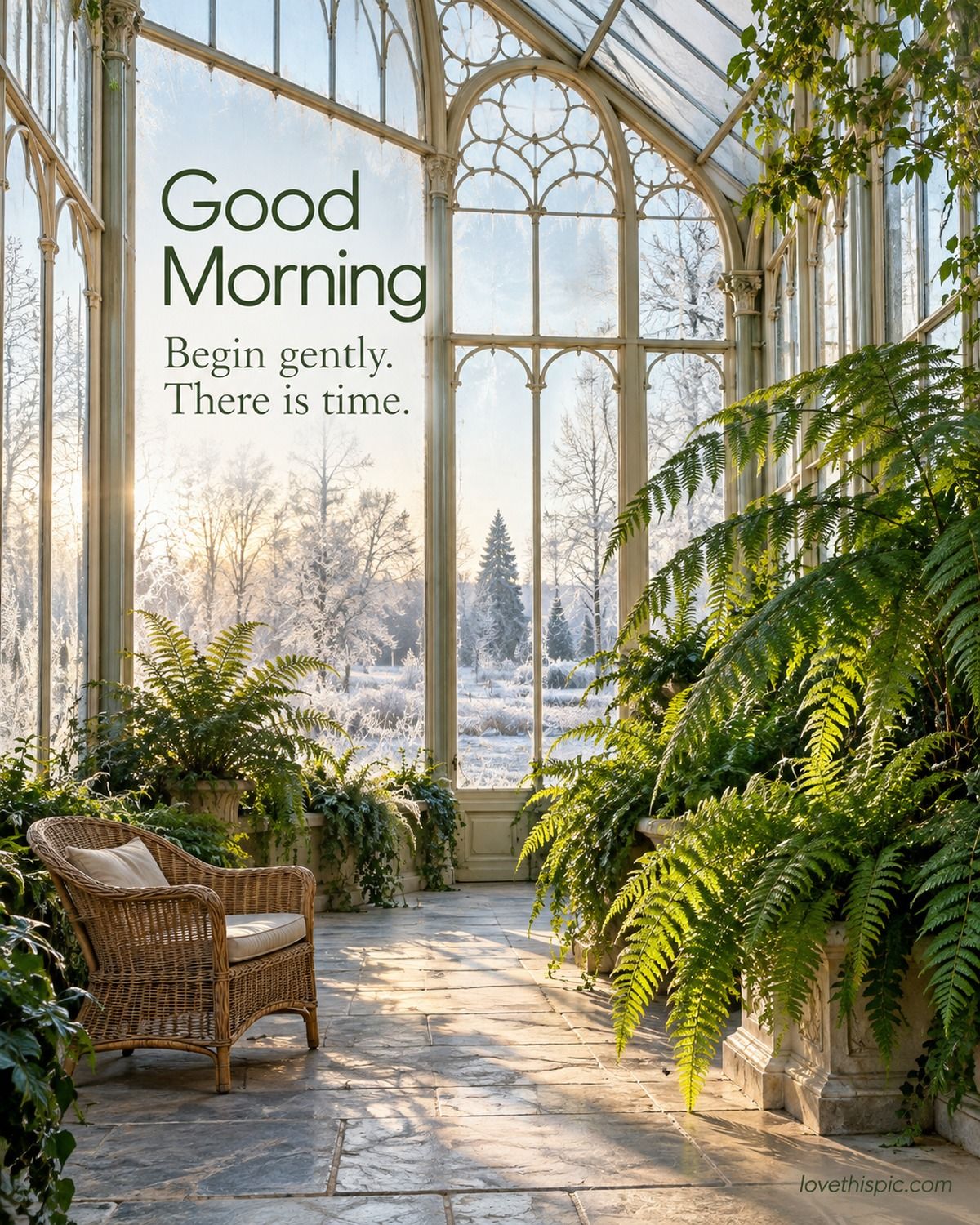 Good Morning Begin Gently There Is Time Winter Conservatory