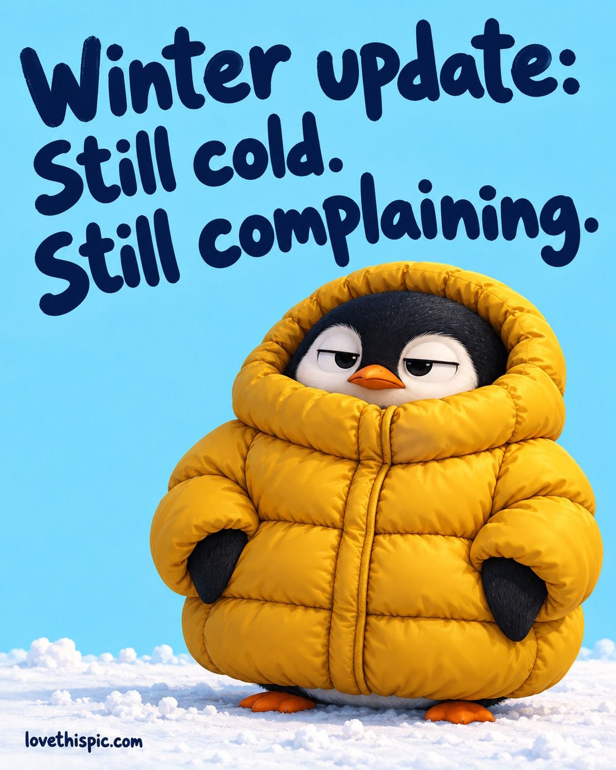 Winter Update Still Cold Still Complaining Penguin In A Puffer Coat
