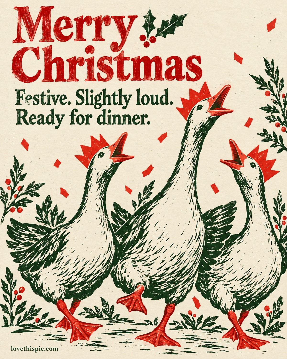 Merry Christmas Festive Slightly Loud Ready For Dinner Geese