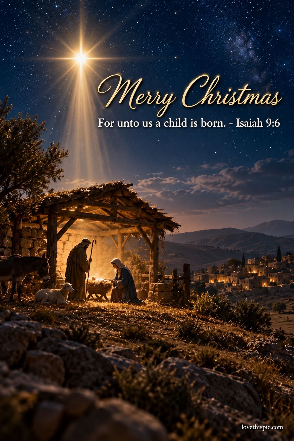 Merry Christmas For Unto Us A Child Is Born Isaiah 9 6 Nativity Under The Star