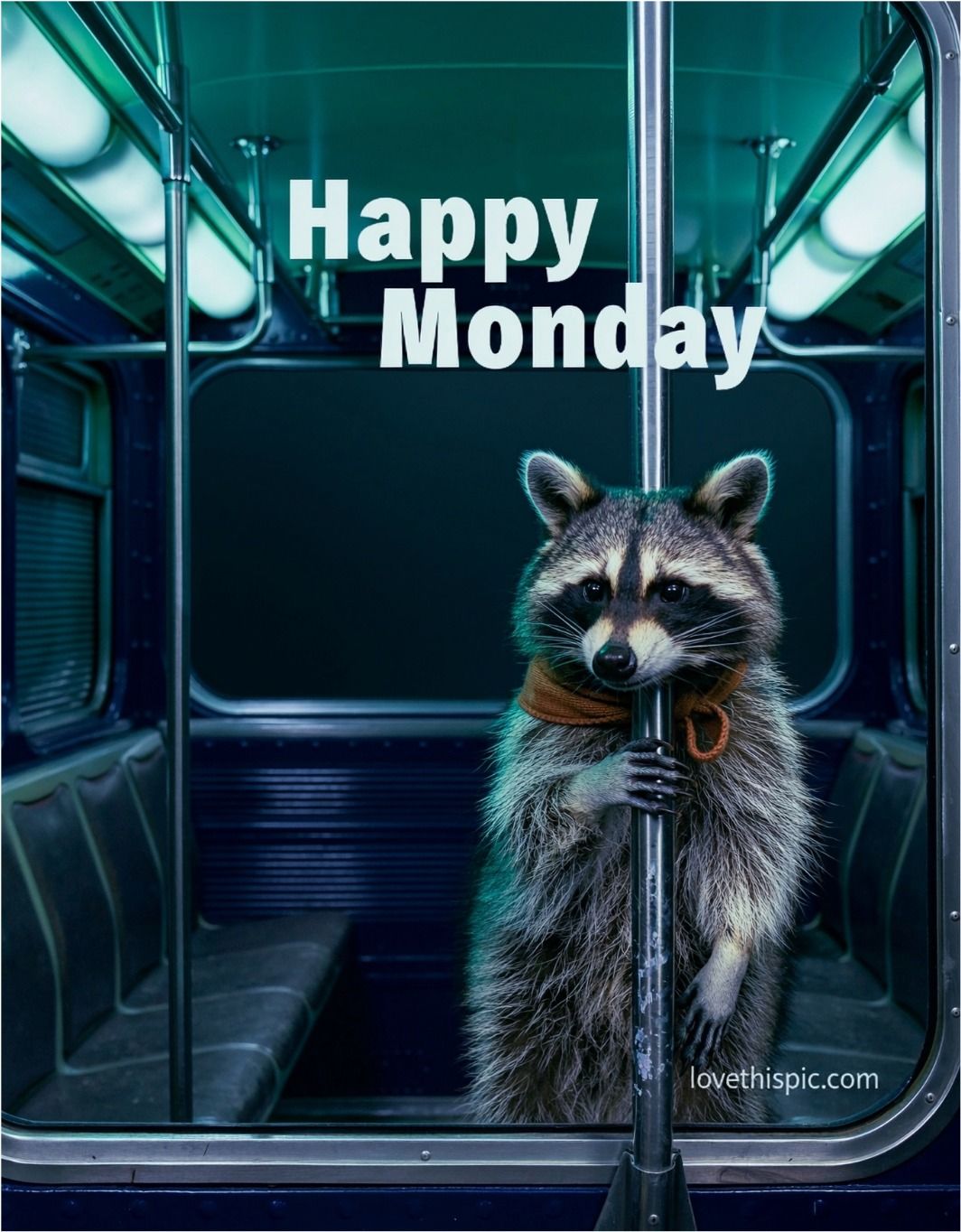 Happy Monday Raccoon Commuter On The Subway