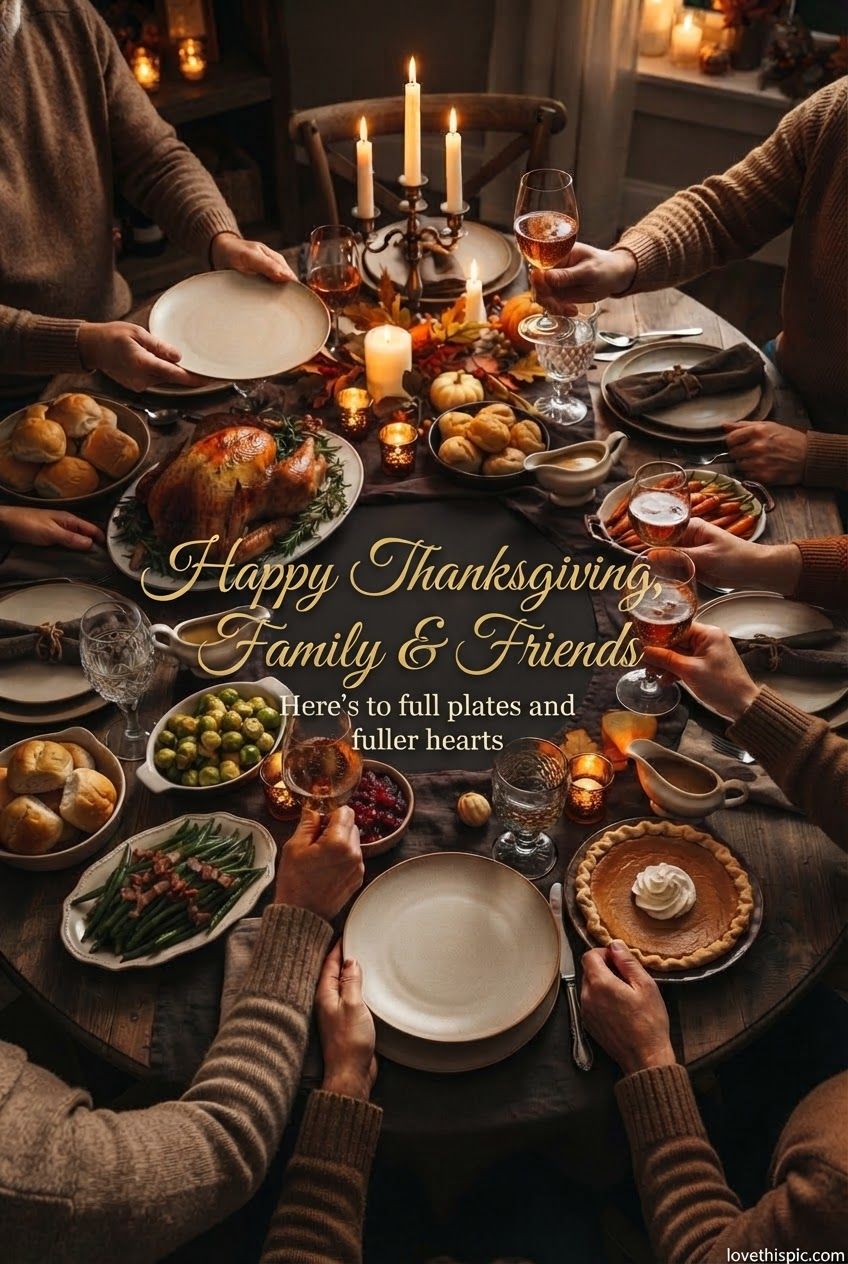 Happy Thanksgiving Family And Friends Heres To Full Plates And Fuller Hearts
