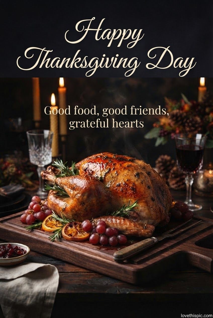Happy Thanksgiving Day Good Food Good Friends Grateful Hearts