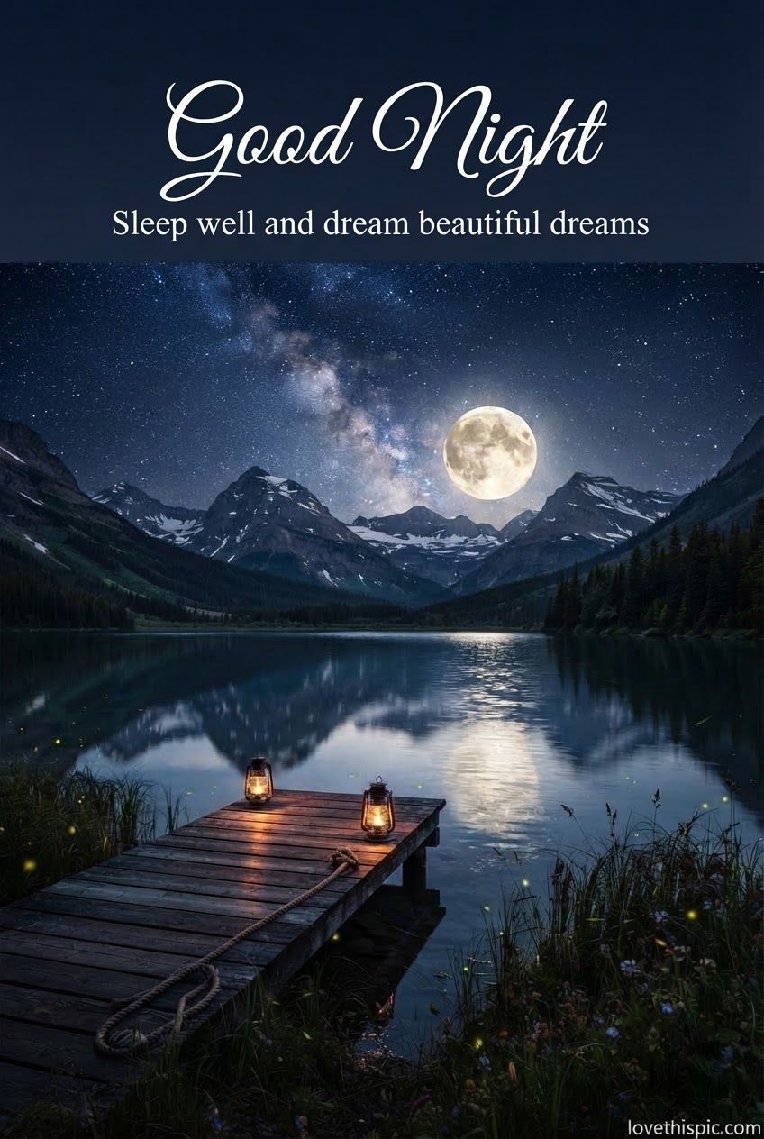 Good Night Sleep Well And Dream Beautiful Dreams Moonlit Lake