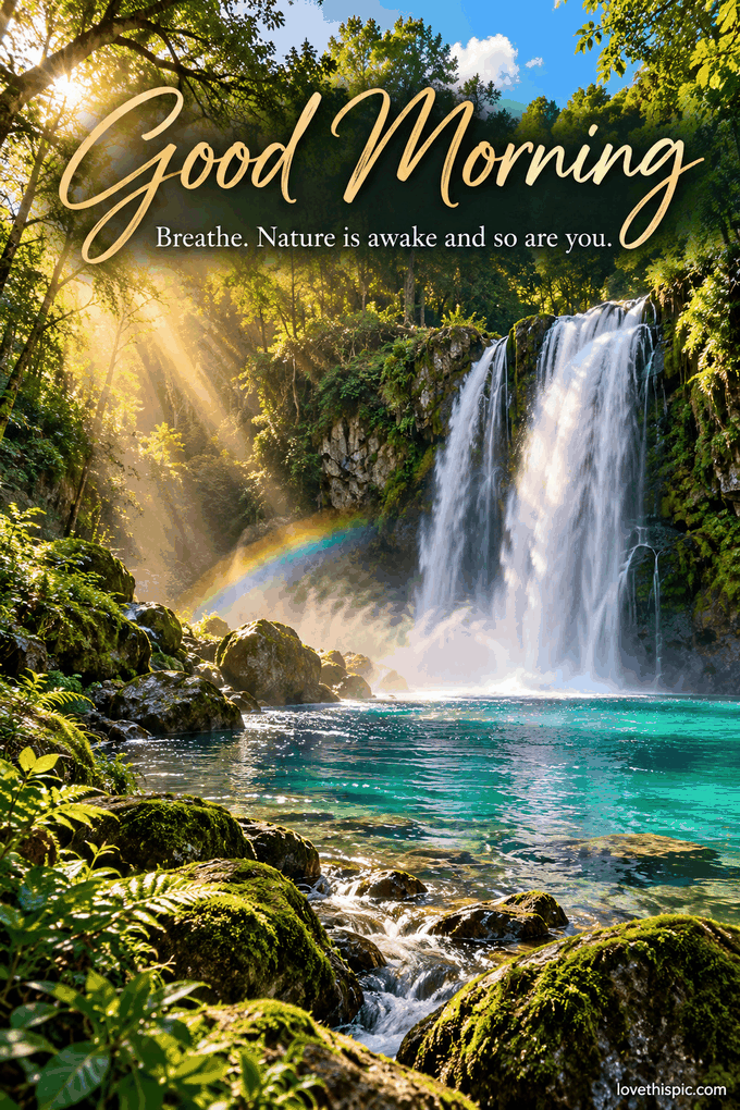 Good Morning Breathe Nature Is Awake And So Are You Waterfall Gif