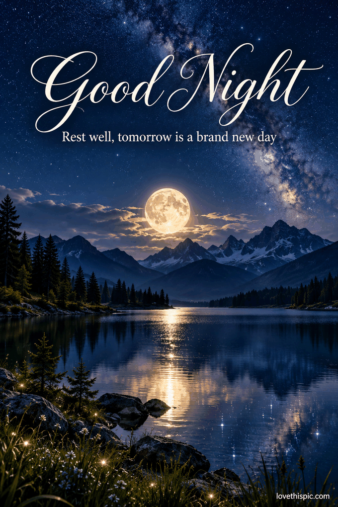 Good Night Rest Well Tomorrow Is A Brand New Day Moonlit Lake Gif