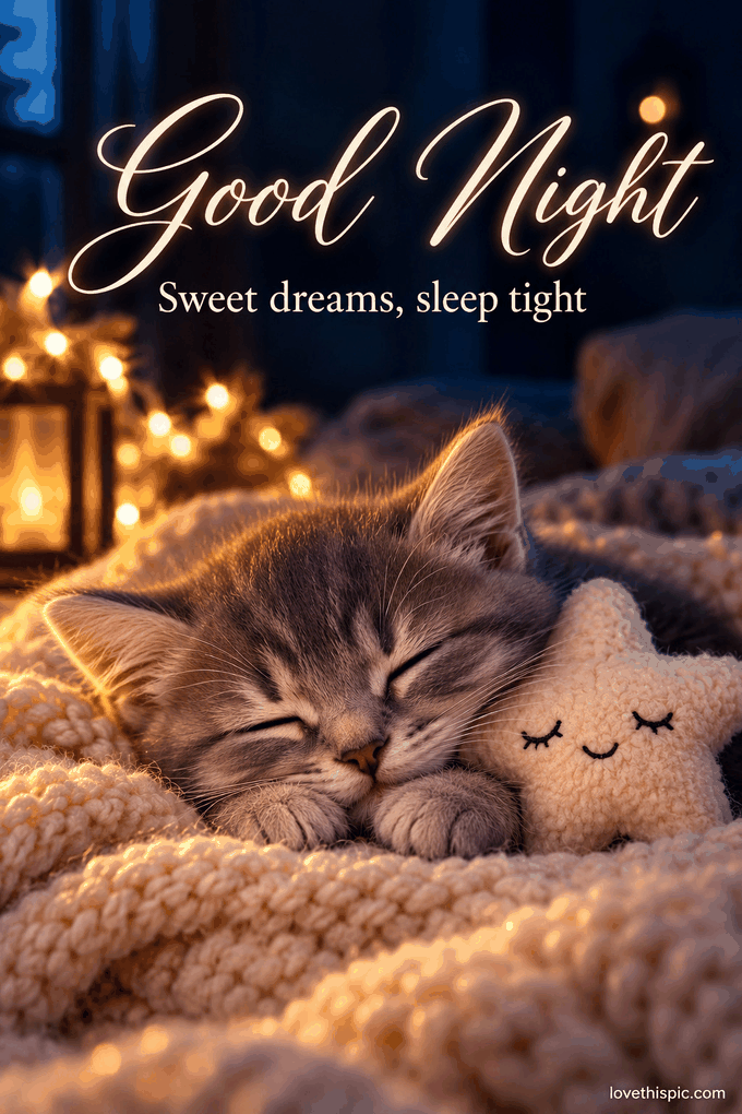 Good Night Sweet Dreams Sleep Tight Sleeping Kitten Gif