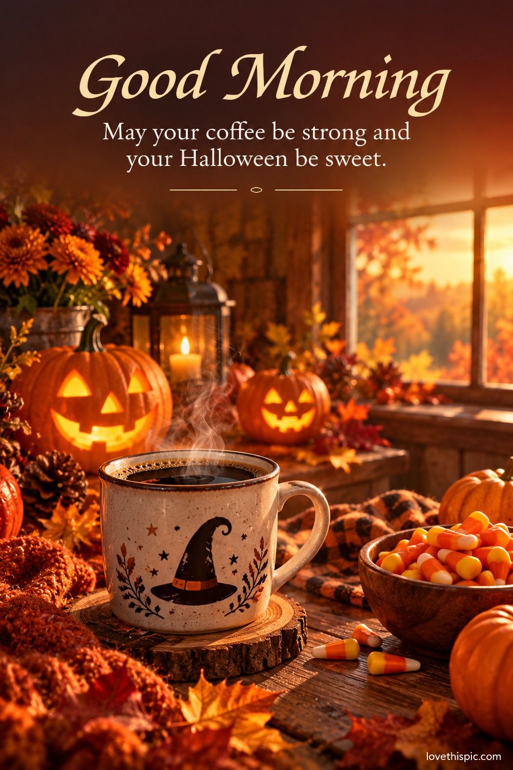 Good Morning May Your Coffee Be Strong And Your Halloween Be Sweet