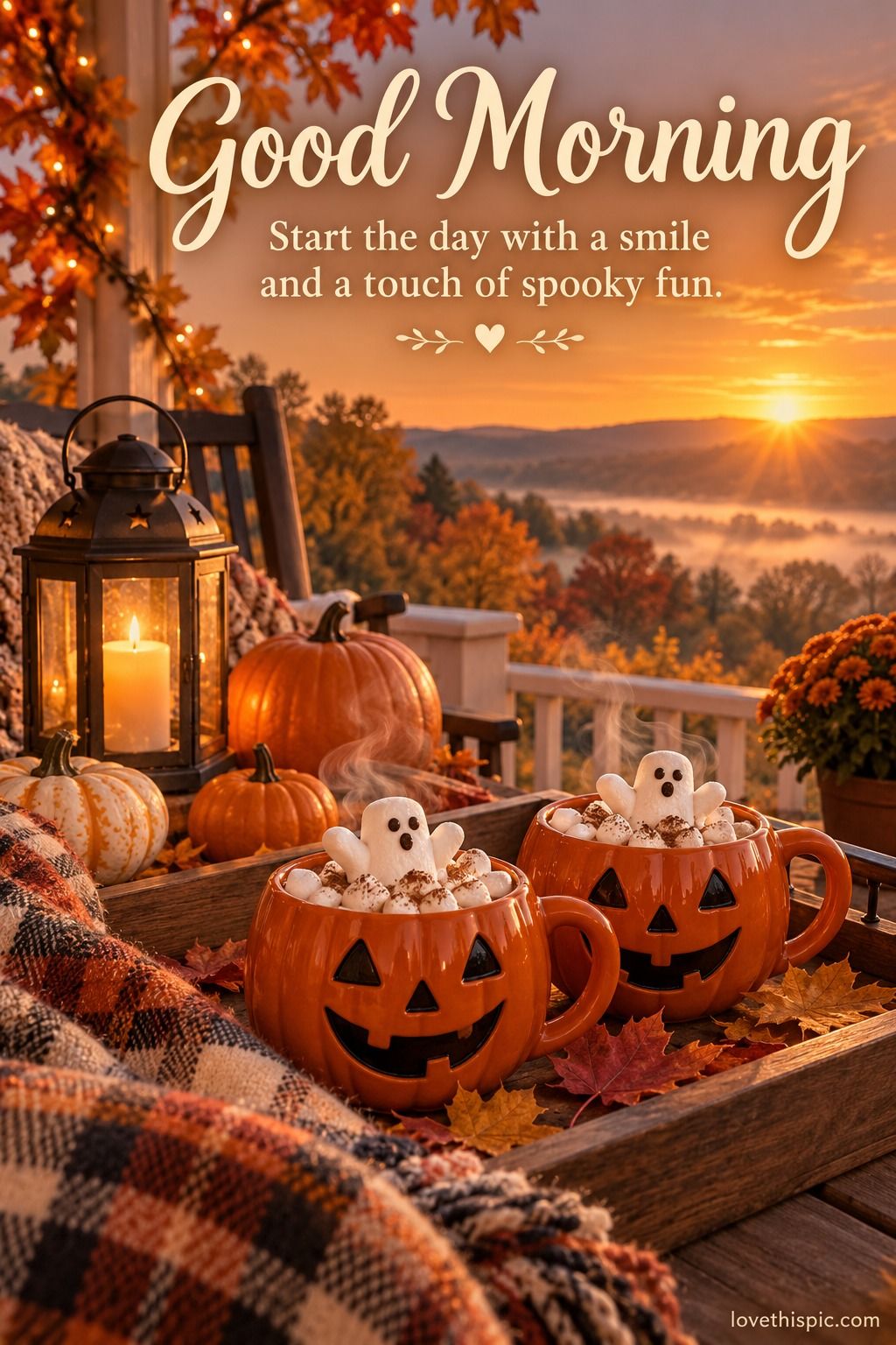 Good Morning Start The Day With A Smile And A Touch Of Spooky Fun Pumpkin Mugs With Ghosts