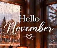 Hello November Cozy Dog By The Rainy Window