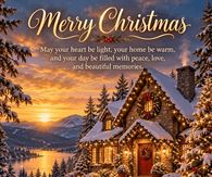Merry Christmas May Your Heart Be Light Lakeside Cottage Gif