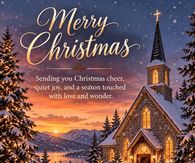 Merry Christmas Cheer Quiet Joy Snowy Church Gif
