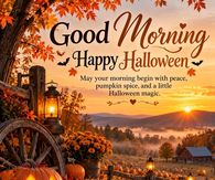 Good Morning Happy Halloween Pumpkin Patch Farm With Glowing Jack O Lanterns