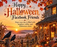 Happy Halloween Facebook Friends Cozy Farmhouse Porch And Crows