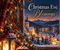 Christmas Eve Blessings Cozy Cat By Candlelight And A Snowy Village