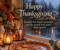 Happy Thanksgiving Grateful For Simple Moments Pumpkin Pie By A Rainy Window
