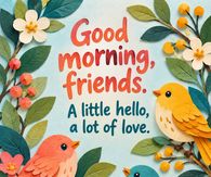 Good Morning Friends A Little Hello A Lot Of Love Colorful Birds