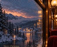 Merry Christmas Different Places The Same Wish You Here Snowy Train Window