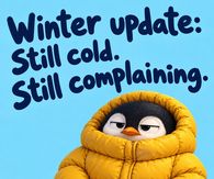 Winter Update Still Cold Still Complaining Penguin In A Puffer Coat